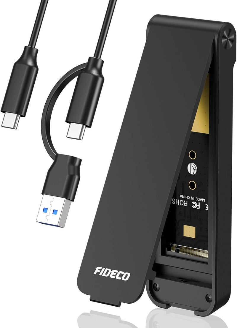 FIDECO M.2 NVMe SSD Enclosure, M.2 NVMe to USB Adapter, USB 3.2 Gen 2 (10Gbps) SSD Reader for M & M+B Key, Sandwich Style Design, Tool-Free Installation, Support UASP and Trim - Image 1